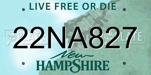 22NA827 New Hampshire License Plate