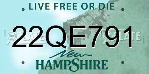 22QE791 New Hampshire License Plate