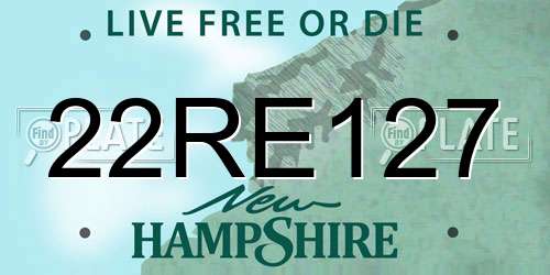 22RE127 New Hampshire License Plate