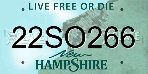 22SO266 New Hampshire License Plate