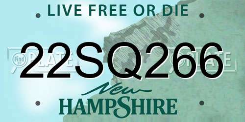 22SQ266 New Hampshire License Plate