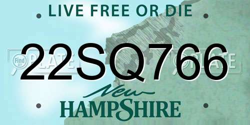 22SQ766 New Hampshire License Plate