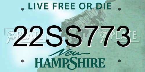 22SS773 New Hampshire License Plate