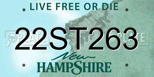 22ST263 New Hampshire License Plate