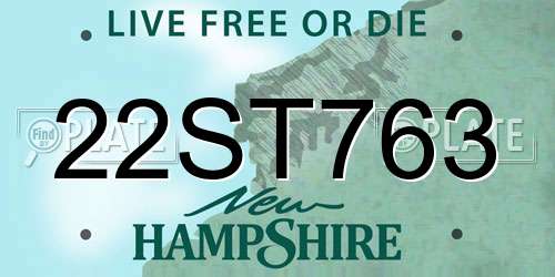 22ST763 New Hampshire License Plate
