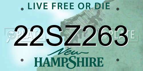 22SZ263 New Hampshire License Plate