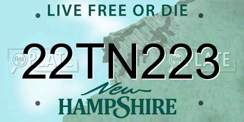 22TN223 New Hampshire License Plate