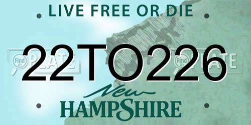 22TO226 New Hampshire License Plate