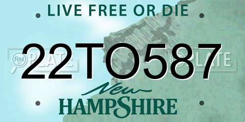 22TO587 New Hampshire License Plate