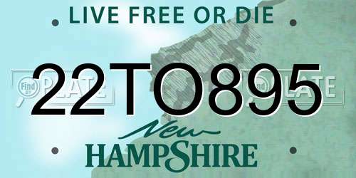 22TO895 New Hampshire License Plate