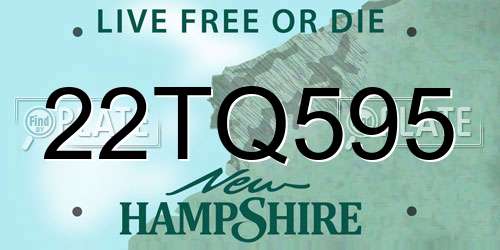 22TQ595 New Hampshire License Plate