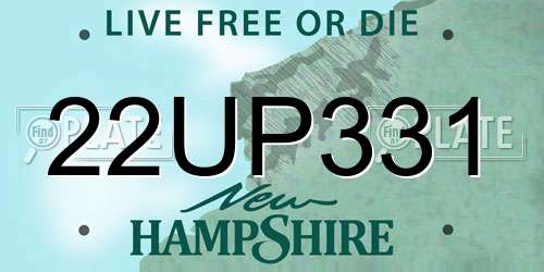 22UP331 New Hampshire License Plate