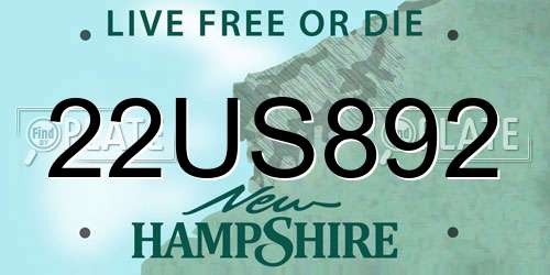 22US892 New Hampshire License Plate