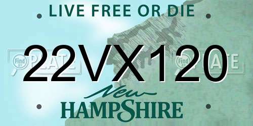 22VX120 New Hampshire License Plate