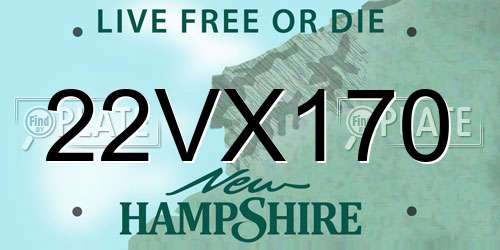22VX170 New Hampshire License Plate