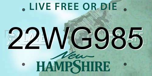 22WG985 New Hampshire License Plate