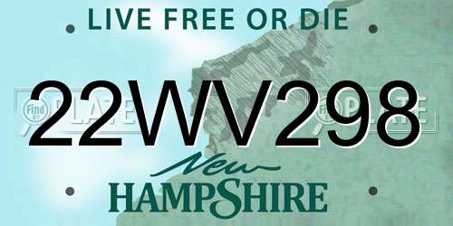 22WV298 New Hampshire License Plate