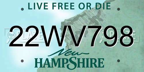 22WV798 New Hampshire License Plate