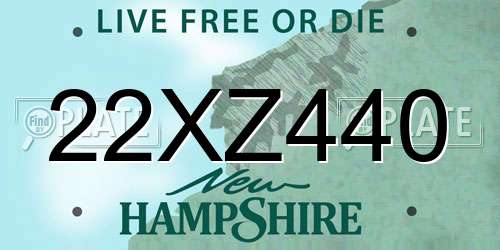22XZ440 New Hampshire License Plate
