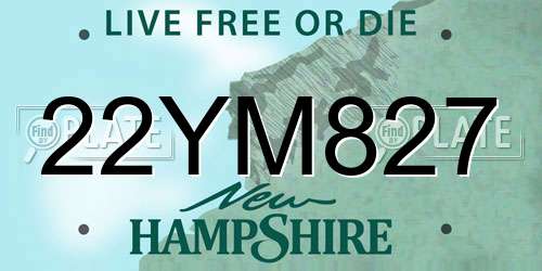 22YM827 New Hampshire License Plate