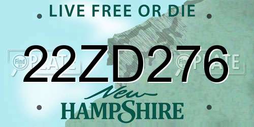 22ZD276 New Hampshire License Plate