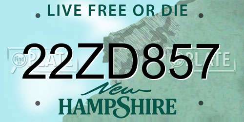 22ZD857 New Hampshire License Plate