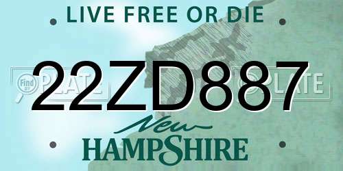 22ZD887 New Hampshire License Plate