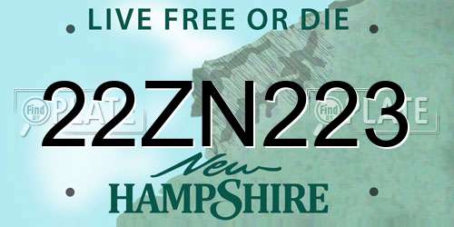 22ZN223 New Hampshire License Plate