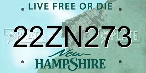 22ZN273 New Hampshire License Plate