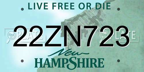22ZN723 New Hampshire License Plate