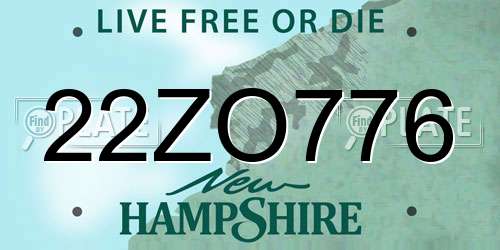 22ZO776 New Hampshire License Plate