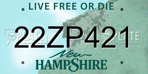 22ZP421 New Hampshire License Plate