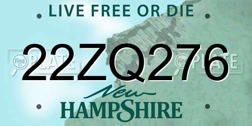 22ZQ276 New Hampshire License Plate