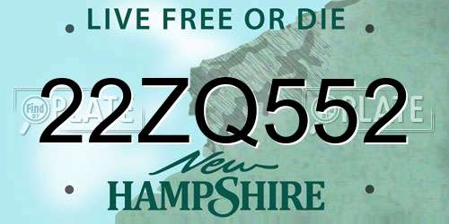 22ZQ552 New Hampshire License Plate