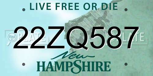 22ZQ587 New Hampshire License Plate