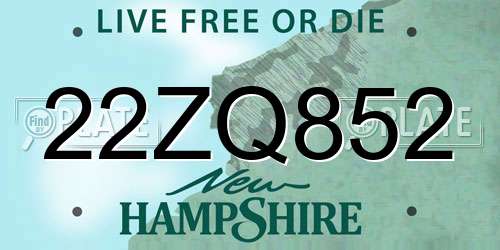 22ZQ852 New Hampshire License Plate