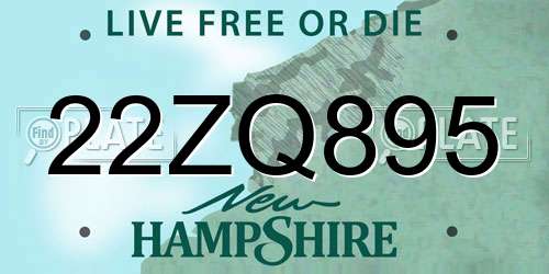 22ZQ895 New Hampshire License Plate