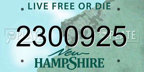 2300925 New Hampshire License Plate