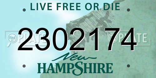 2302174 New Hampshire License Plate