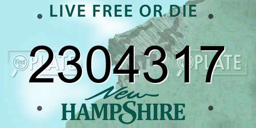 2304317 New Hampshire License Plate