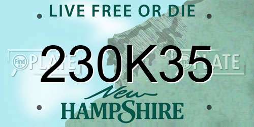 230K35 New Hampshire License Plate