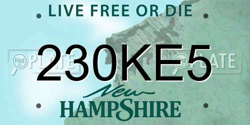 230KE5 New Hampshire License Plate
