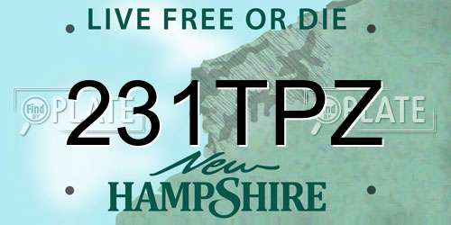 231TPZ New Hampshire License Plate