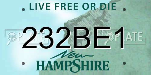 232BE1 New Hampshire License Plate