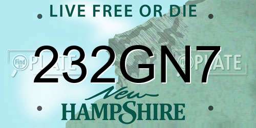232GN7 New Hampshire License Plate