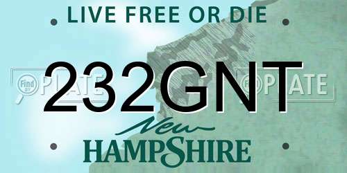 232GNT New Hampshire License Plate