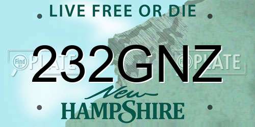 232GNZ New Hampshire License Plate