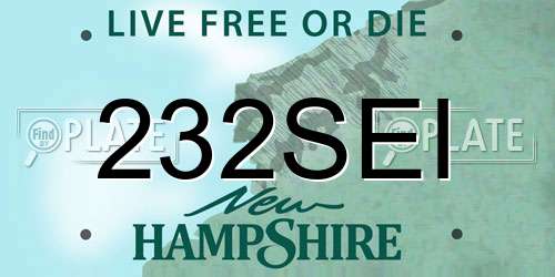 232SEI New Hampshire License Plate