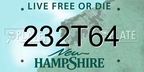 232T64 New Hampshire License Plate