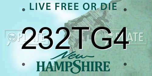 232TG4 New Hampshire License Plate